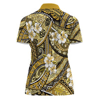 Polynesian Hibiscus Tropical Yellow Floral Women Polo Shirt Tribal Pattern - Polynesian Pride