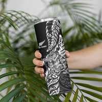 New Zealand Silver Fern Rugby Skinny Tumbler Aotearoa Kiwi Maori Black Version