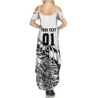 Custom New Zealand Silver Fern Rugby Summer Maxi Dress Aotearoa Kiwi Maori White Version LT01 - Polynesian Pride