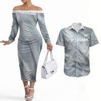 Custom Rugby New Zealand 2026 Couples Matching Off The Shoulder Long Sleeve Dress and Hawaiian Shirt The Fern Go Champions