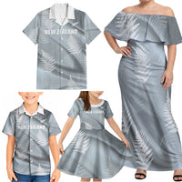 Custom Rugby New Zealand 2026 Family Matching Off Shoulder Maxi Dress and Hawaiian Shirt The Fern Go Champions
