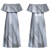Custom Rugby New Zealand 2026 Family Matching Off Shoulder Maxi Dress and Hawaiian Shirt The Fern Go Champions