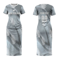 Custom Rugby New Zealand 2026 Family Matching Short Sleeve Bodycon Dress and Hawaiian Shirt The Fern Go Champions