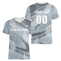 Custom Rugby New Zealand 2026 Women V-Neck T-Shirt The Fern Go Champions