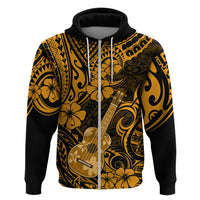 Hawaii Ukulele Hoodie Polynesian Pattern Gold Version LT01 Zip Hoodie Gold - Polynesian Pride