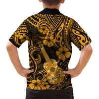 Hawaii Ukulele Kid Hawaiian Shirt Polynesian Pattern Gold Version LT01 - Polynesian Pride