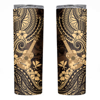 Hawaii Ukulele Skinny Tumbler Polynesian Pattern Gold Version
