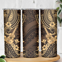 Hawaii Ukulele Skinny Tumbler Polynesian Pattern Gold Version