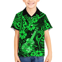 Hawaii Ukulele Kid Hawaiian Shirt Polynesian Pattern Green Version LT01 Kid Green - Polynesian Pride