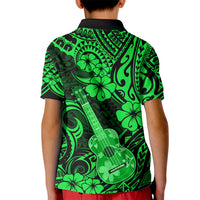 Hawaii Ukulele Kid Polo Shirt Polynesian Pattern Green Version LT01 - Polynesian Pride