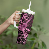 Hawaii Ukulele Tumbler With Handle Polynesian Pattern Pink Version