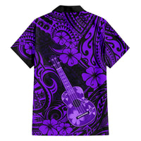 Hawaii Ukulele Family Matching Long Sleeve Bodycon Dress and Hawaiian Shirt Polynesian Pattern Purple Version LT01 - Polynesian Pride