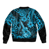 Hawaii Ukulele Bomber Jacket Polynesian Pattern Sky Blue Version LT01 - Polynesian Pride