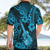 Hawaii Ukulele Hawaiian Shirt Polynesian Pattern Sky Blue Version LT01 - Polynesian Pride