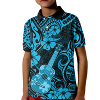 Hawaii Ukulele Kid Polo Shirt Polynesian Pattern Sky Blue Version LT01 Kid Blue - Polynesian Pride