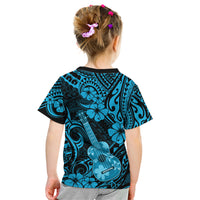 Hawaii Ukulele Kid T Shirt Polynesian Pattern Sky Blue Version LT01 - Polynesian Pride
