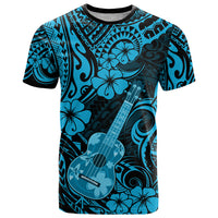 Hawaii Ukulele T Shirt Polynesian Pattern Sky Blue Version LT01 Blue - Polynesian Pride
