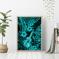 Hawaii Ukulele Canvas Wall Art Polynesian Pattern Turquoise Version LT01 - Polynesian Pride