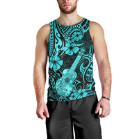 Hawaii Ukulele Men Tank Top Polynesian Pattern Turquoise Version LT01 - Polynesian Pride