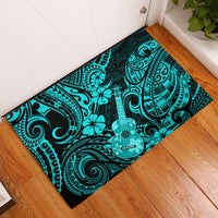 Hawaii Ukulele Rubber Doormat Polynesian Pattern Turquoise Version LT01 Turquoise - Polynesian Pride