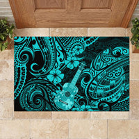 Hawaii Ukulele Rubber Doormat Polynesian Pattern Turquoise Version LT01 - Polynesian Pride
