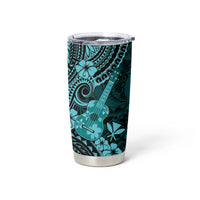 Hawaii Ukulele Tumbler Cup Polynesian Pattern Turquoise Version