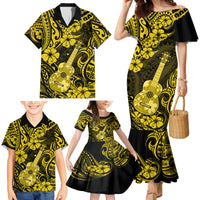 Hawaii Ukulele Family Matching Mermaid Dress and Hawaiian Shirt Polynesian Pattern Yellow Version LT01 - Polynesian Pride