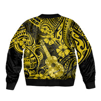 Hawaii Ukulele Sleeve Zip Bomber Jacket Polynesian Pattern Yellow Version LT01 - Polynesian Pride