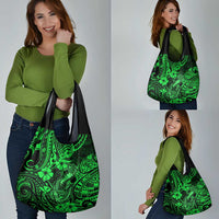 Hawaii Fish Hook Grocery Bag Polynesian Pattern Green Version