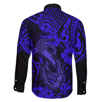 Hawaii Fish Hook Family Matching Short Sleeve Bodycon Dress and Hawaiian Shirt Polynesian Pattern Navy Blue Version LT01 - Polynesian Pride