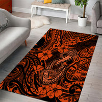 Hawaii Fish Hook Area Rug Polynesian Pattern Orange Version LT01