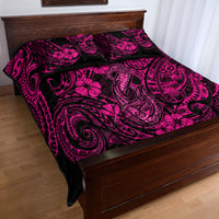 Hawaii Fish Hook Quilt Bed Set Hibiscus Hawaii Tribal Tattoo Pink Version LT01 - Polynesian Pride