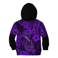 Hawaii Fish Hook Kid Hoodie Hibiscus Hawaii Tribal Tattoo Purple Version LT01 - Polynesian Pride