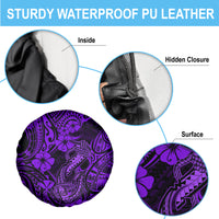 Hawaii Fish Hook Spare Tire Cover Hibiscus Hawaii Tribal Tattoo Purple Version LT01 - Polynesian Pride