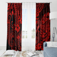 Hawaii Fish Hook Window Curtain Hibiscus Hawaii Tribal Tattoo Red Version LT01 - Polynesian Pride
