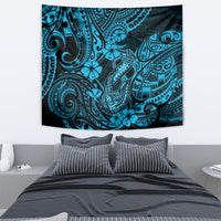 Hawaii Fish Hook Tapestry Hibiscus Hawaii Tribal Tattoo Sky Blue Version LT01 - Polynesian Pride
