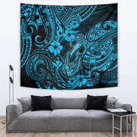 Hawaii Fish Hook Tapestry Hibiscus Hawaii Tribal Tattoo Sky Blue Version LT01 - Polynesian Pride