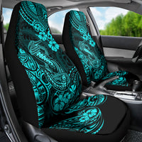 Hawaii Fish Hook Car Seat Cover Hibiscus Hawaii Tribal Tattoo Turquoise Version LT01 - Polynesian Pride