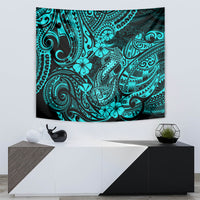 Hawaii Fish Hook Tapestry Hibiscus Hawaii Tribal Tattoo Turquoise Version LT01 - Polynesian Pride