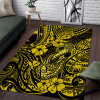 Hawaii Fish Hook Area Rug Hibiscus Hawaii Tribal Tattoo Yellow Version LT01 Yellow - Polynesian Pride