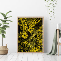 Hawaii Fish Hook Canvas Wall Art Hibiscus Hawaii Tribal Tattoo Yellow Version LT01 - Polynesian Pride
