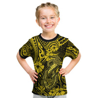 Hawaii Fish Hook Kid T Shirt Hibiscus Hawaii Tribal Tattoo Yellow Version LT01 Yellow - Polynesian Pride