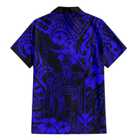 Hawaii King Kamehameha Family Matching Mermaid Dress and Hawaiian Shirt Polynesian Pattern Navy Blue Version LT01 - Polynesian Pride