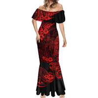 Hawaii King Kamehameha Mermaid Dress Polynesian Pattern Red Version LT01 - Polynesian Pride