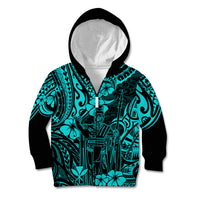 Hawaii King Kamehameha Kid Hoodie Polynesian Pattern Turquoise Version LT01 - Polynesian Pride
