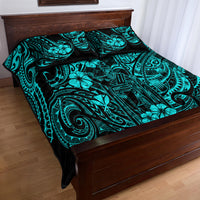 Hawaii King Kamehameha Quilt Bed Set Polynesian Pattern Turquoise Version LT01 - Polynesian Pride