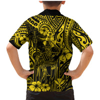 Hawaii King Kamehameha Family Matching Mermaid Dress and Hawaiian Shirt Polynesian Pattern Yellow Version LT01 - Polynesian Pride