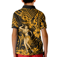 Hawaii Hula Girl Kid Polo Shirt Polynesian Pattern Gold Version LT01 - Polynesian Pride