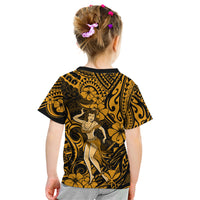 Hawaii Hula Girl Kid T Shirt Polynesian Pattern Gold Version LT01 - Polynesian Pride