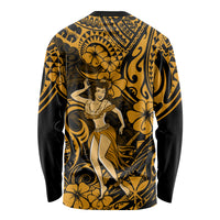 Hawaii Hula Girl Long Sleeve Shirt Polynesian Pattern Gold Version LT01 - Polynesian Pride
